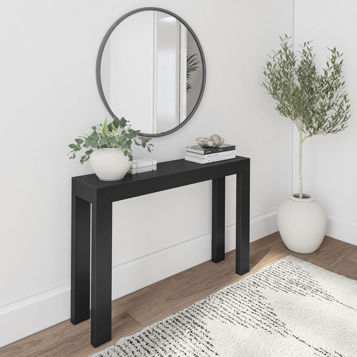 Plank+Beam Modern Solid Wood Console Table, 46.25 Inch, Sofa Table ... within Discover the Elegant Versatility of the Modern 46&amp;quot; Black Console Table
