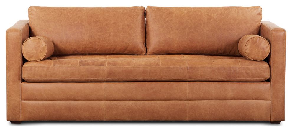 Poly And Bark Napa Leather Sleeper Sofa, Cognac Tan - Contemporary ... with regard to Understanding the Durability and Care of Poly and Bark Napa Leather Sleeper Sofas