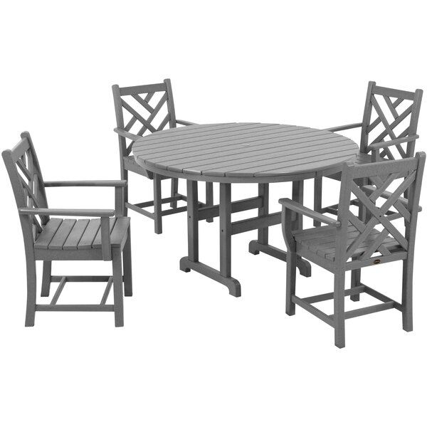 Polywood Chippendale 5-Piece Slate Grey Dining Set With 4 Arm Chairs in The Enduring Appeal of Slate Gray Farmhouse Dining Sets