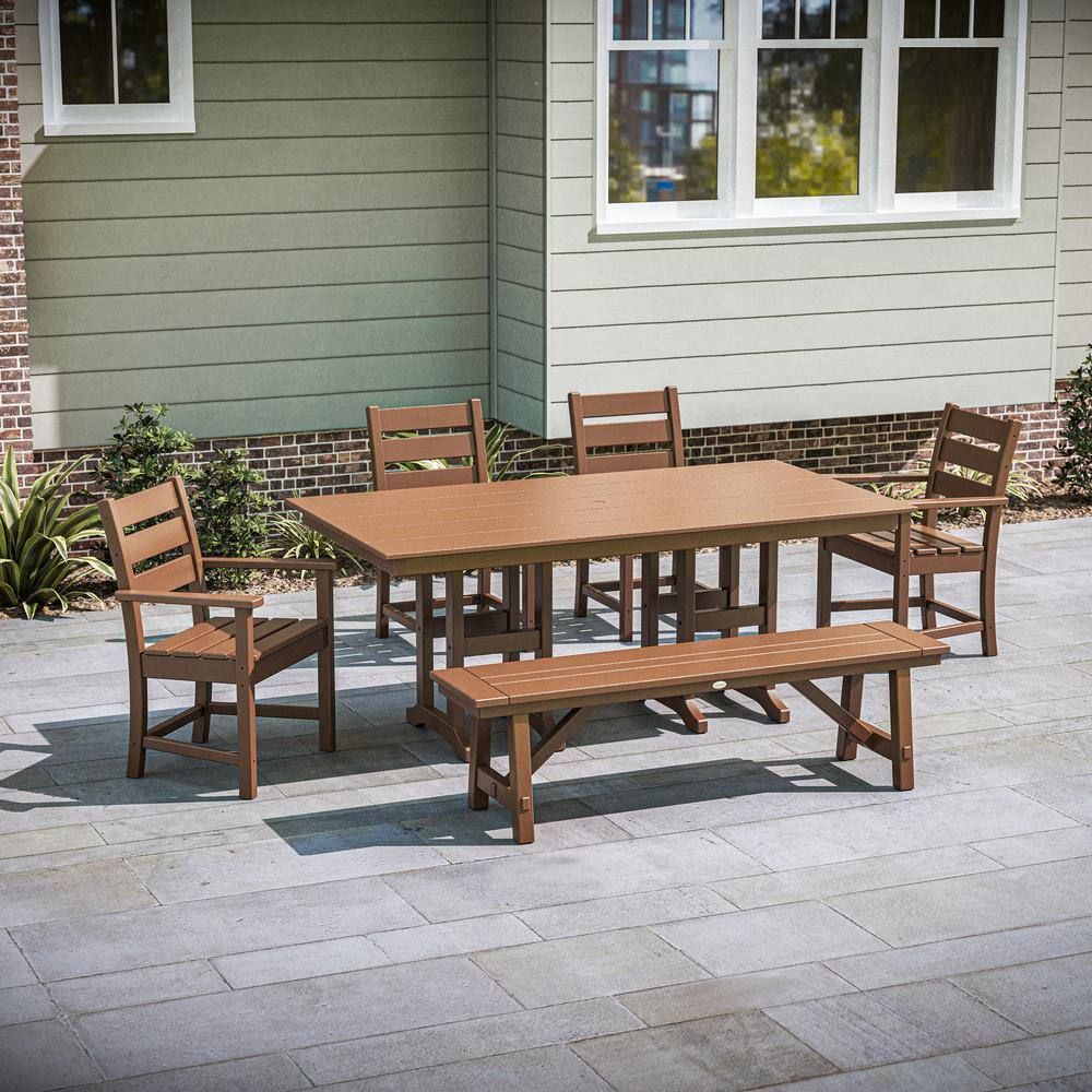Polywood Grant Park 6-Piece Farmhouse Plastic Outdoor Dining Set With ... pertaining to Designing outdoor living spaces with timeless garden dining furniture