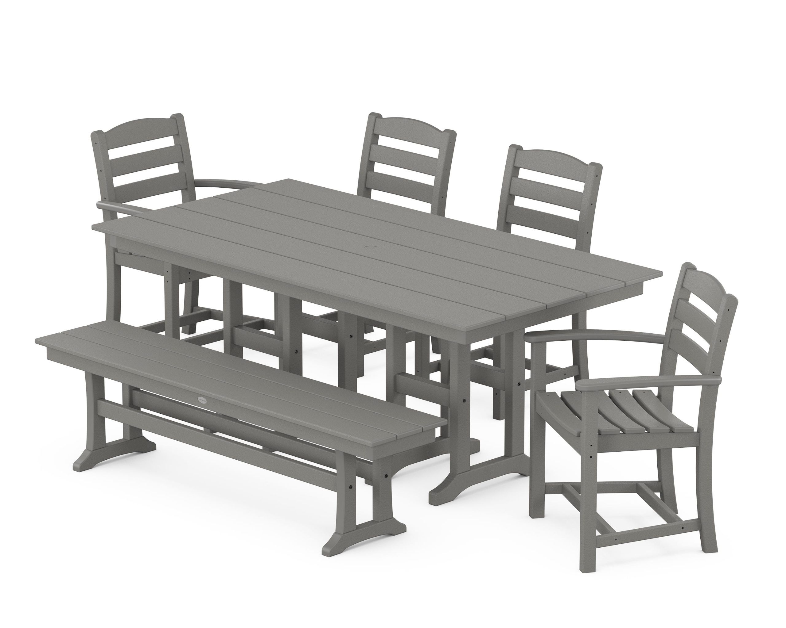 Polywood La Casa Cafe 6-Piece Farmhouse Dining Set With Bench In Slate ... with regard to Designing outdoor living spaces with timeless garden dining furniture