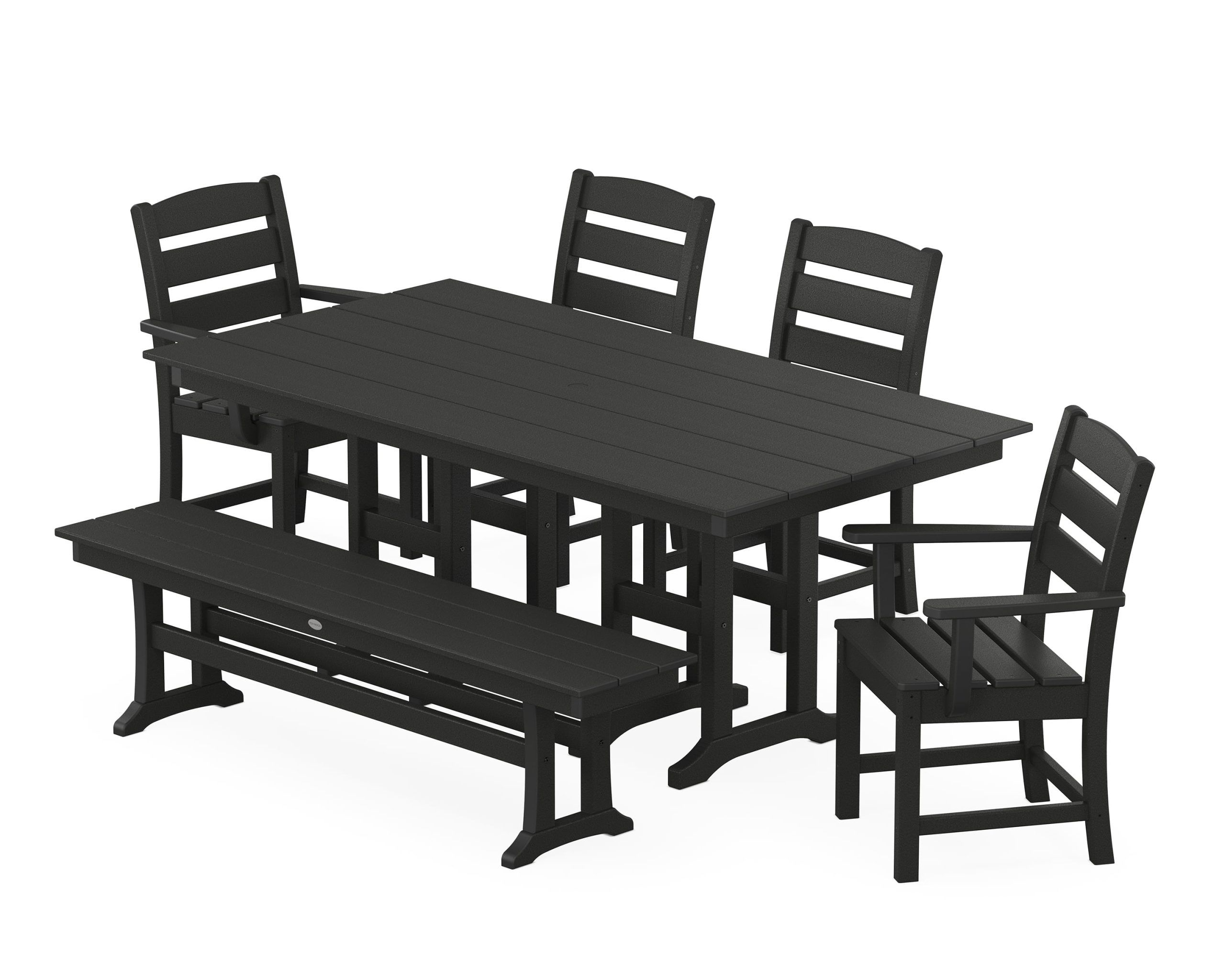 Polywood Lakeside Outdoor 6-Piece Farmhouse Rectangle Dining Set With ... within Polywood Traditional Garden 6-Piece Farmhouse Dining Set With Bench