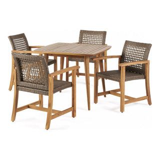 Portland Outdoor 4 Seater Acacia Wood Dining Set - Tropical - Outdoor ... regarding Elevate Your Outdoor Living with a Portland 4 Seater Acacia Wood Dining Set