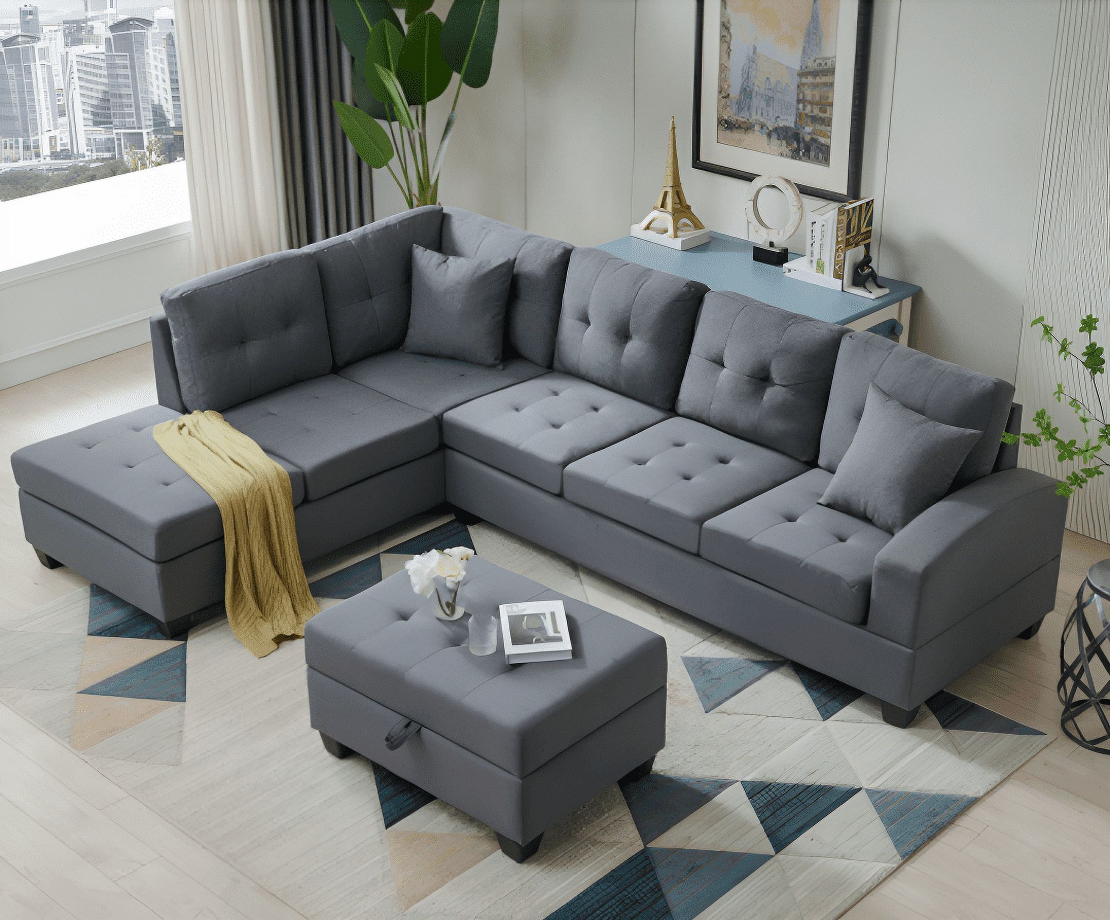 Pposfph 6 Seat Sectional Sofa, L-Shaped Couch With Storage & Cup Holder ... within Choosing the Right Sectional Sofa for Your Family's Lifestyle Needs