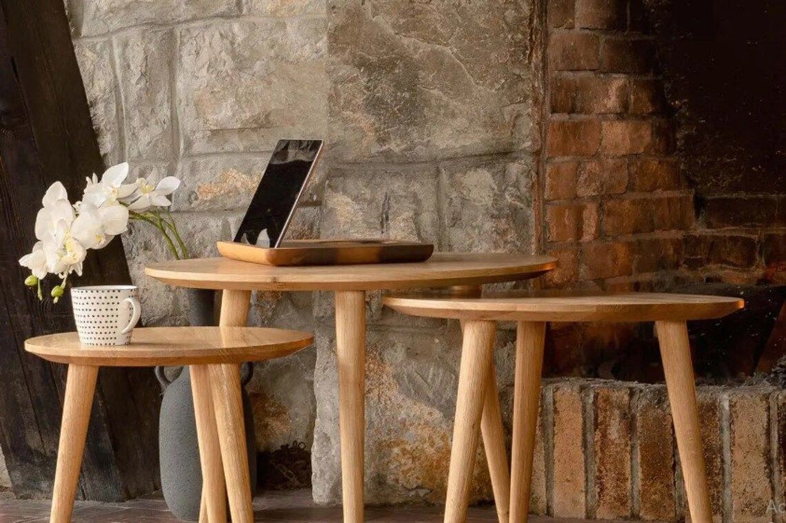 Primera Round Nesting Tables Oak Coffee Table Round Set - Etsy inside A Closer Look at Primera Nesting Tables Understanding Their Unique Appeal