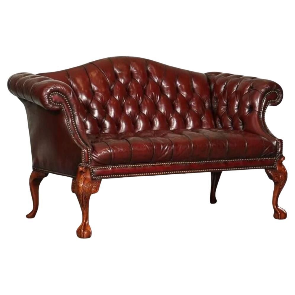 Rare Restored Camel Back Chippendale Buttoned Chesterfield Sofa Brown ... with regard to Vegan Leather High Back Chesterfield Sleeper Sofa, Camel