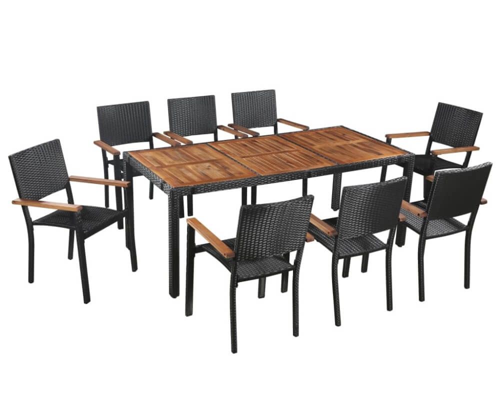 Rattan 8 Seater Acacia Wood Dining Set - Impex Furniture Uk throughout Cara Outdoor 8 Seater Acacia Wood Dining Set