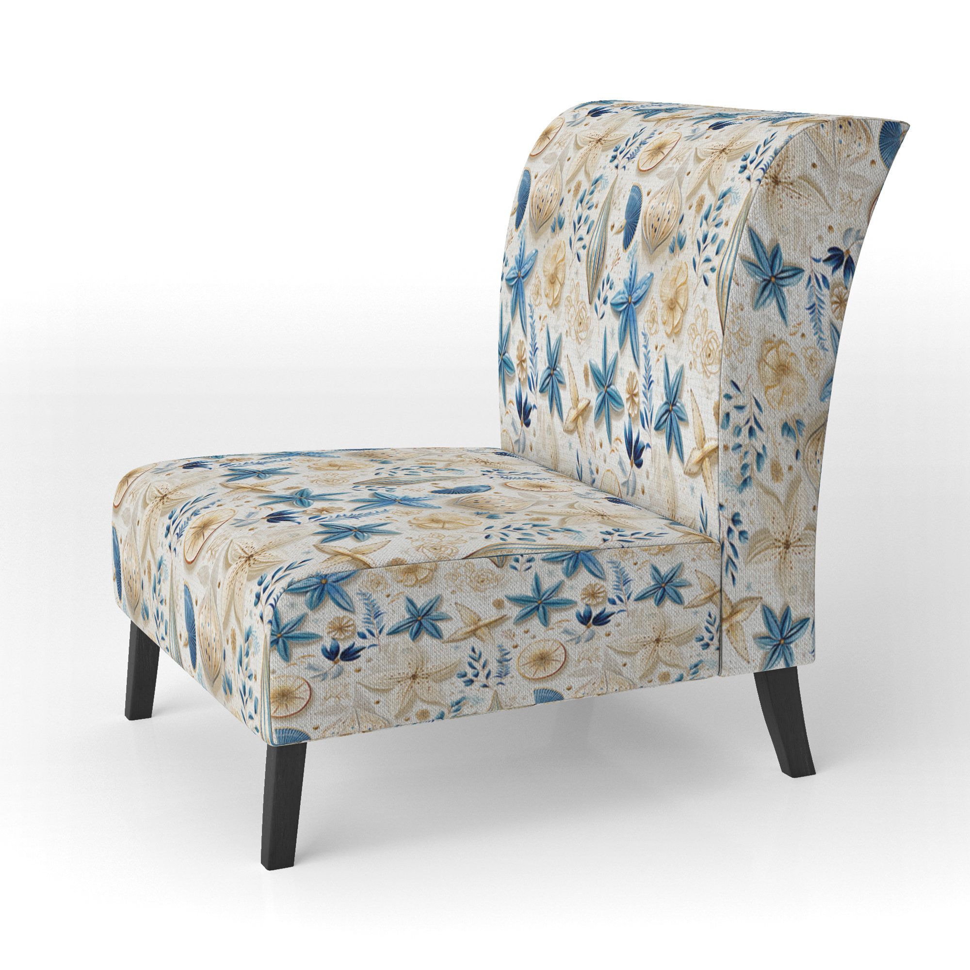 Red Barrel Studio® Blue And White Coastal Retreat Seashells Ii ... throughout Coastal Retreat Slipper Chair - Justin Collection, Belen Kox
