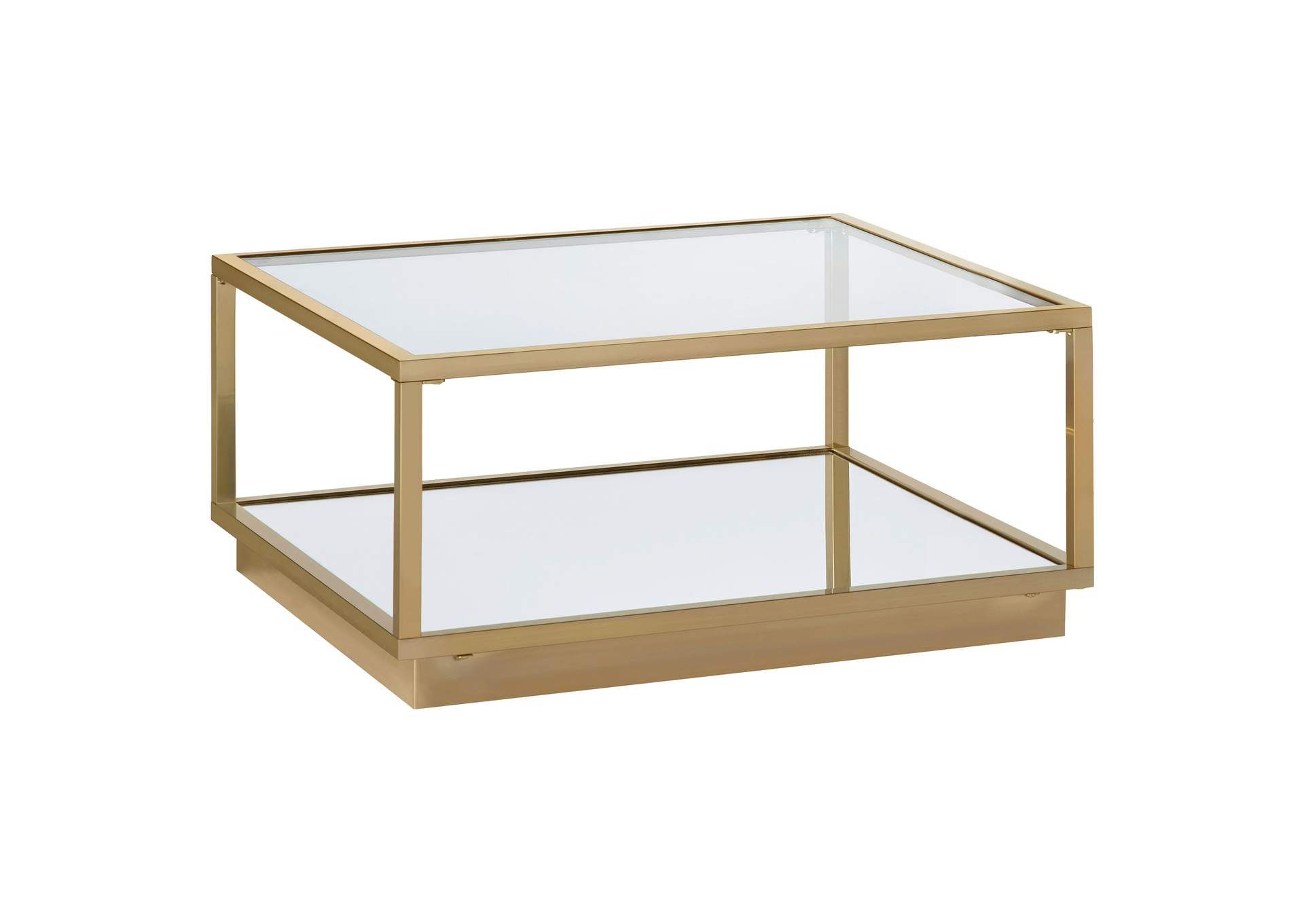Renee 2-Piece Square Coffee Table Set Rose Brass within Coaster Renee 2-Piece Square Glass Top Occasional Set In Gold