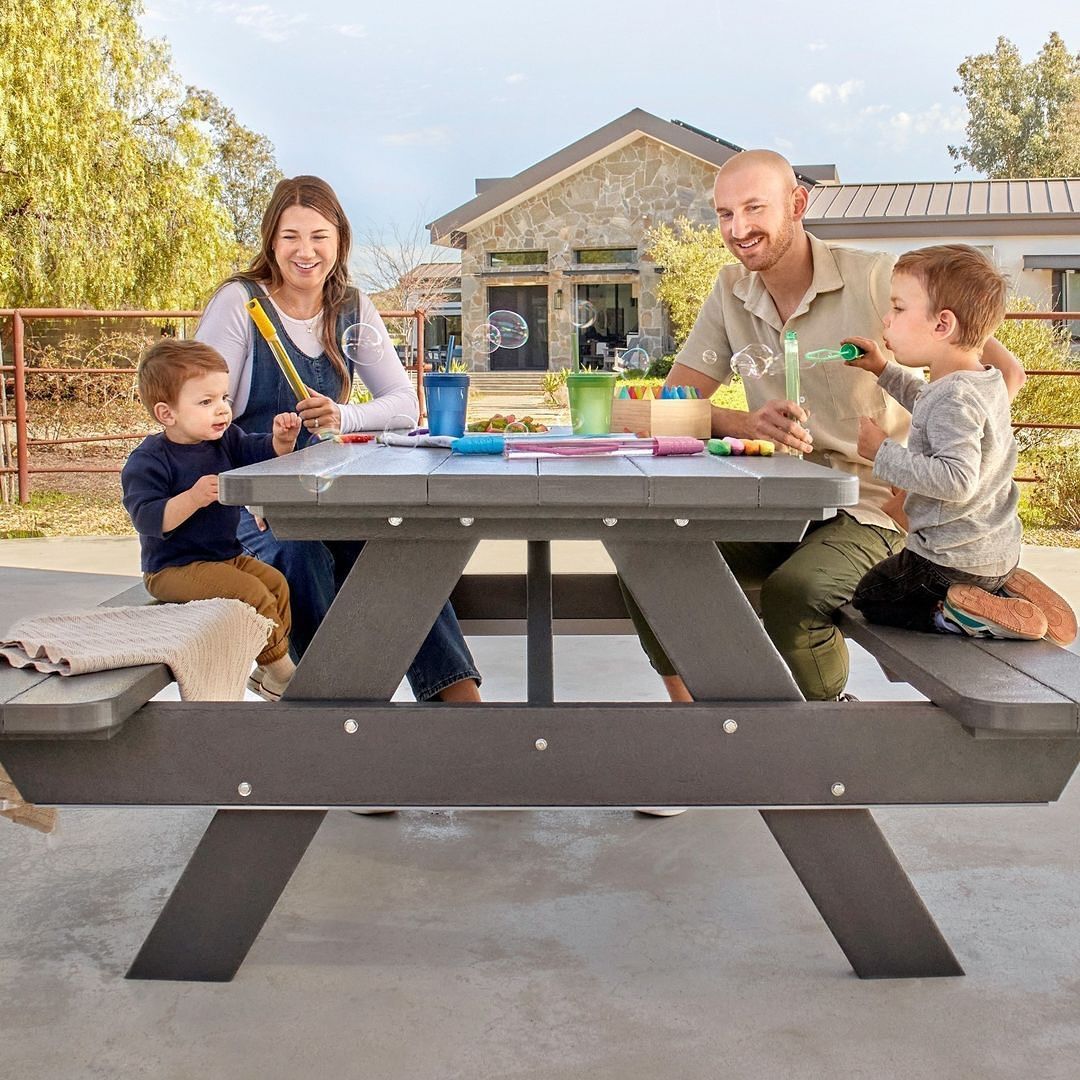 Repost @Polywood • Little Moments, Big Smiles. Our Picnic Tables Are ... inside Polywood Kids Picnic Table, Slate Gray