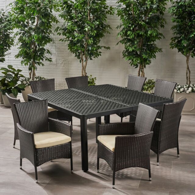 Resin Wicker Outdoor Dining Table 8 | Ricetta Ed Ingredienti Dei ... throughout Nelly Outdoor Aluminum And Wicker 8 Seater Dining Set, Gloss Black, Multibrown, Beige