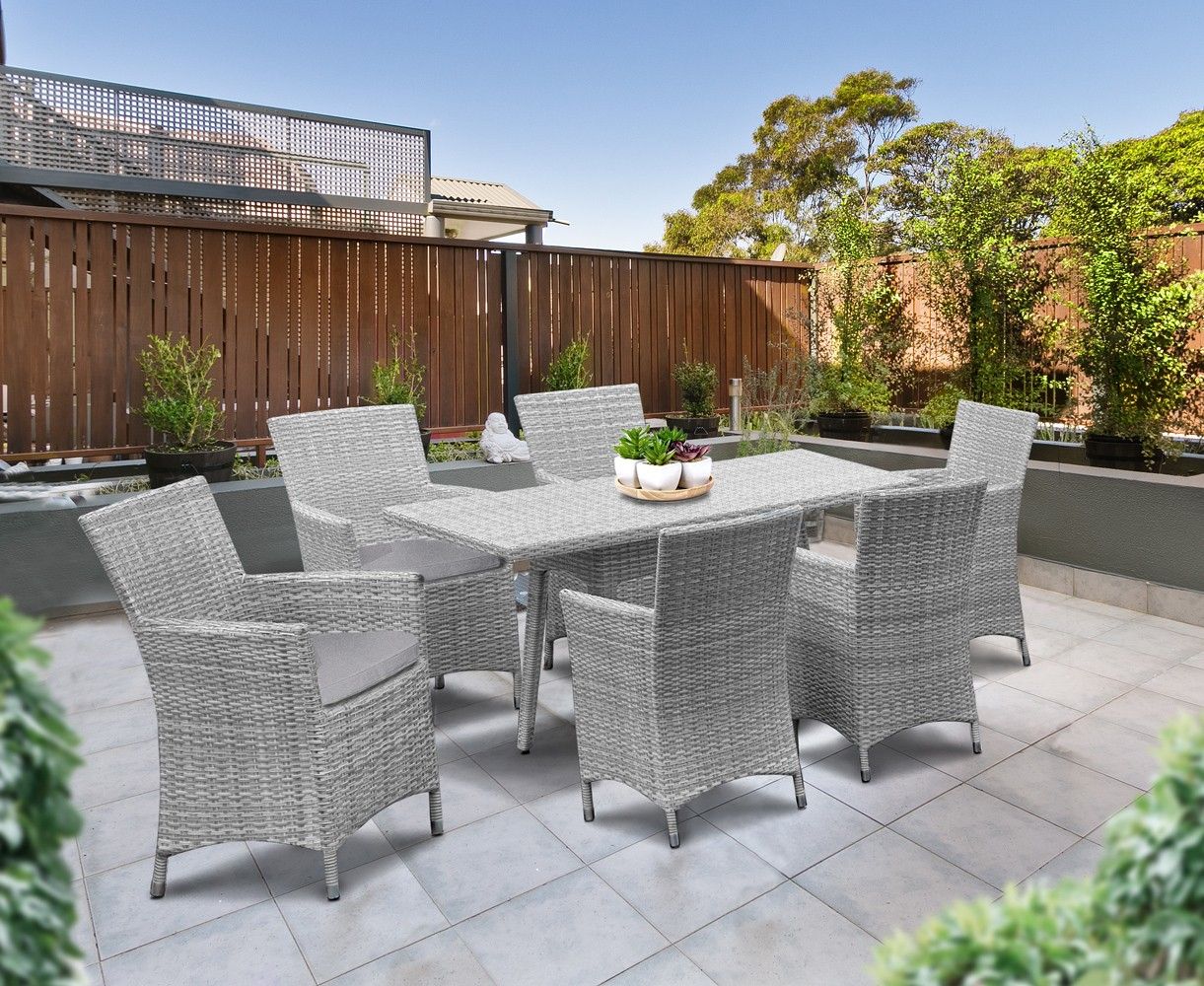 Riviera Rattan Garden Dining Set - Rectangular Table 1.6M & 6 Chairs with regard to Enhancing Your Patio Area with Quality Seating Solutions
