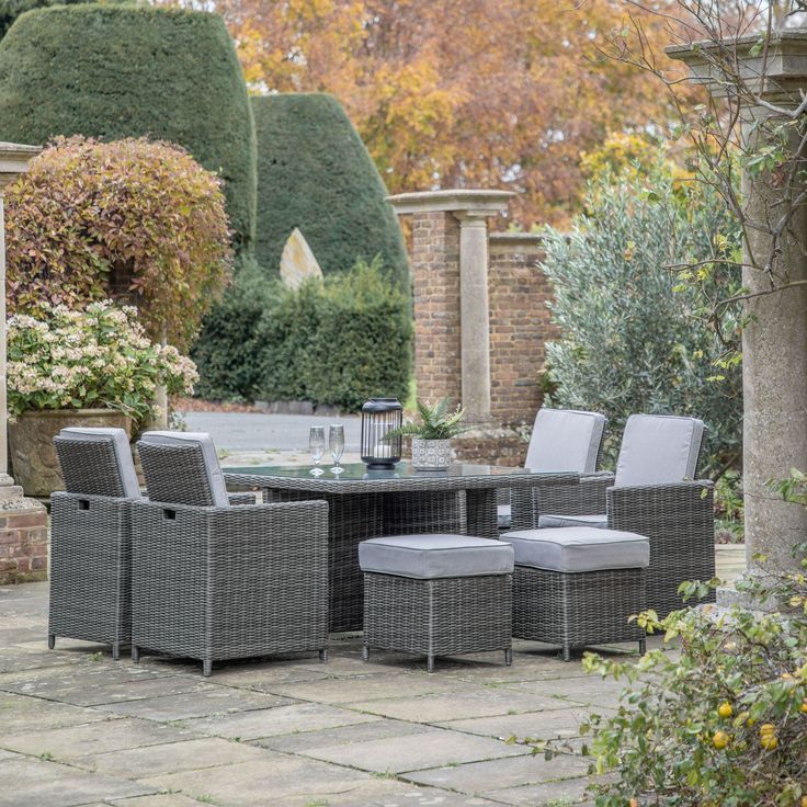 Rondin 8 Seater Cube Outdoor Rattan Dining Set Grey | Garden Dining Set ... for Understanding the Durability and Care of Wood and Wicker Dining Sets