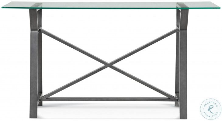 Ross Pewter Glass Top Rectangular Console Table From Bassett Mirror ... throughout Ross Console - Hand-Brushed Pewter