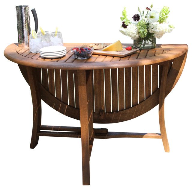 Round Eucalyptus Folding Table, 48&amp;quot; - Transitional - Outdoor Dining ... regarding Eco-Friendly Outdoor Furniture: Sustainable Options for Your Home