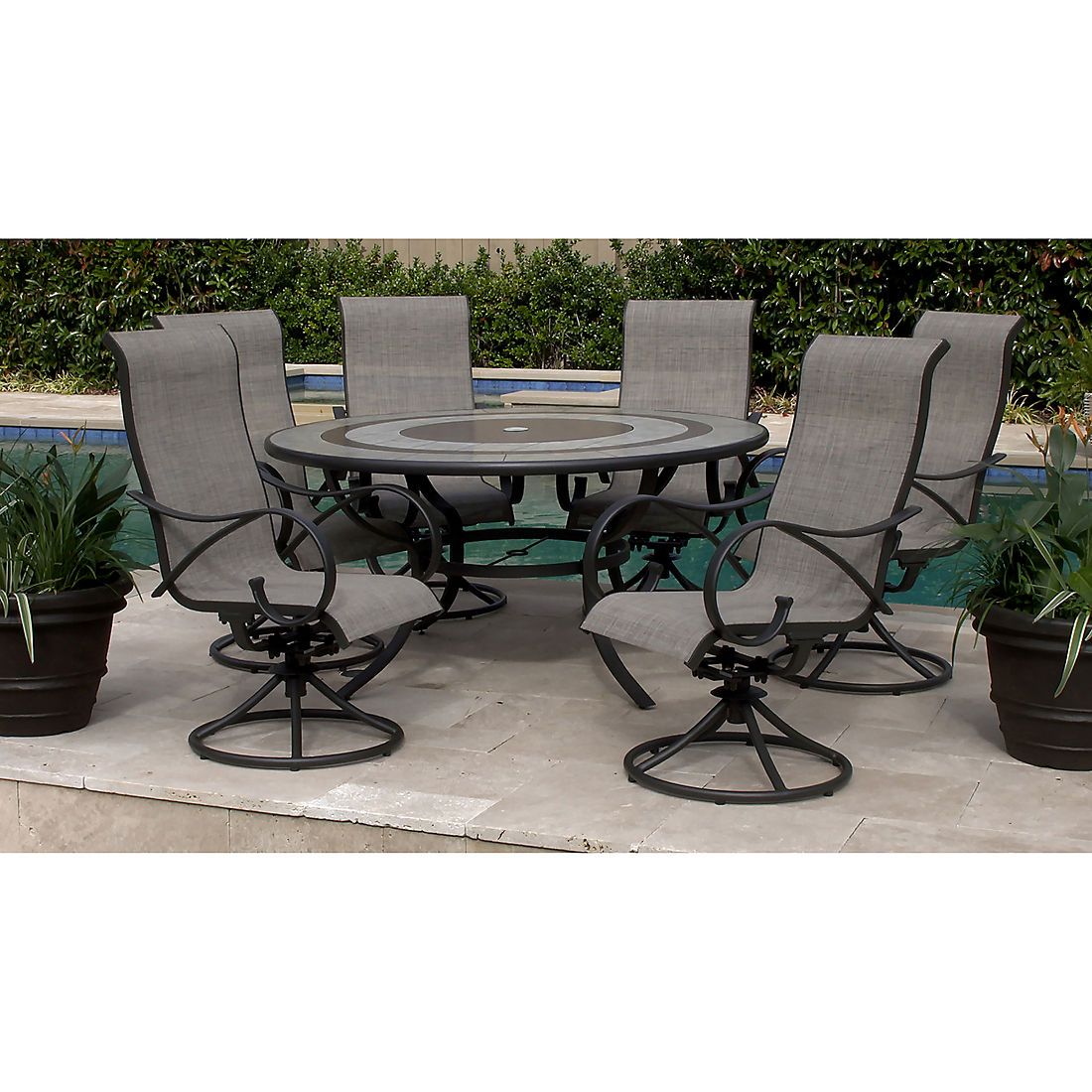 Round Patio Dining Set With Lazy Susan - Patio Ideas in Designing Comfortable Conversations with Stackable Wicker Armchairs