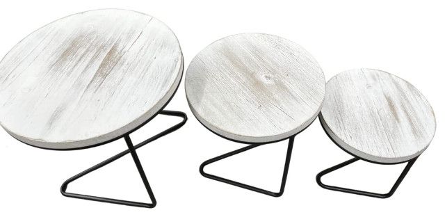 Round Wooden Display Risers, 3-Piece Set Round Wire Display Risers ... inside From Rustic to Modern Choosing the Right Wood Tops for Your Display
