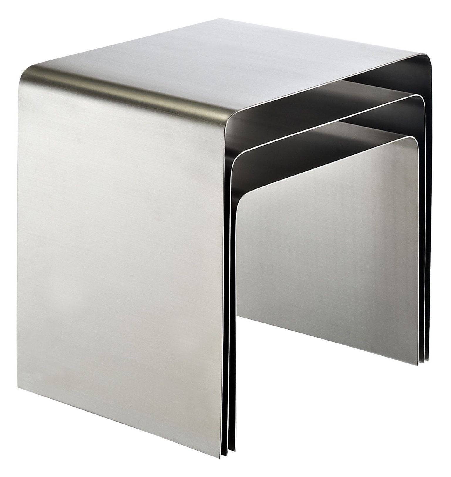 Rush Stainless Steel Nesting Table, Silver - Contemporary - Coffee ... throughout Elevate Your Home Decor with the Timeless Appeal of Silver Nimble Nesting Tables