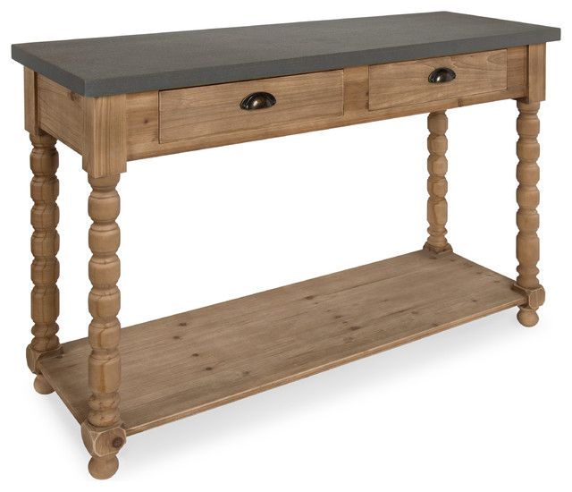 Rutledge Two Drawer Console Table, Rustic Wood And Concrete Gray Top ... for Choosing the Right Gray Fir Wood Juniper Two Drawer Console for Your Interior Design