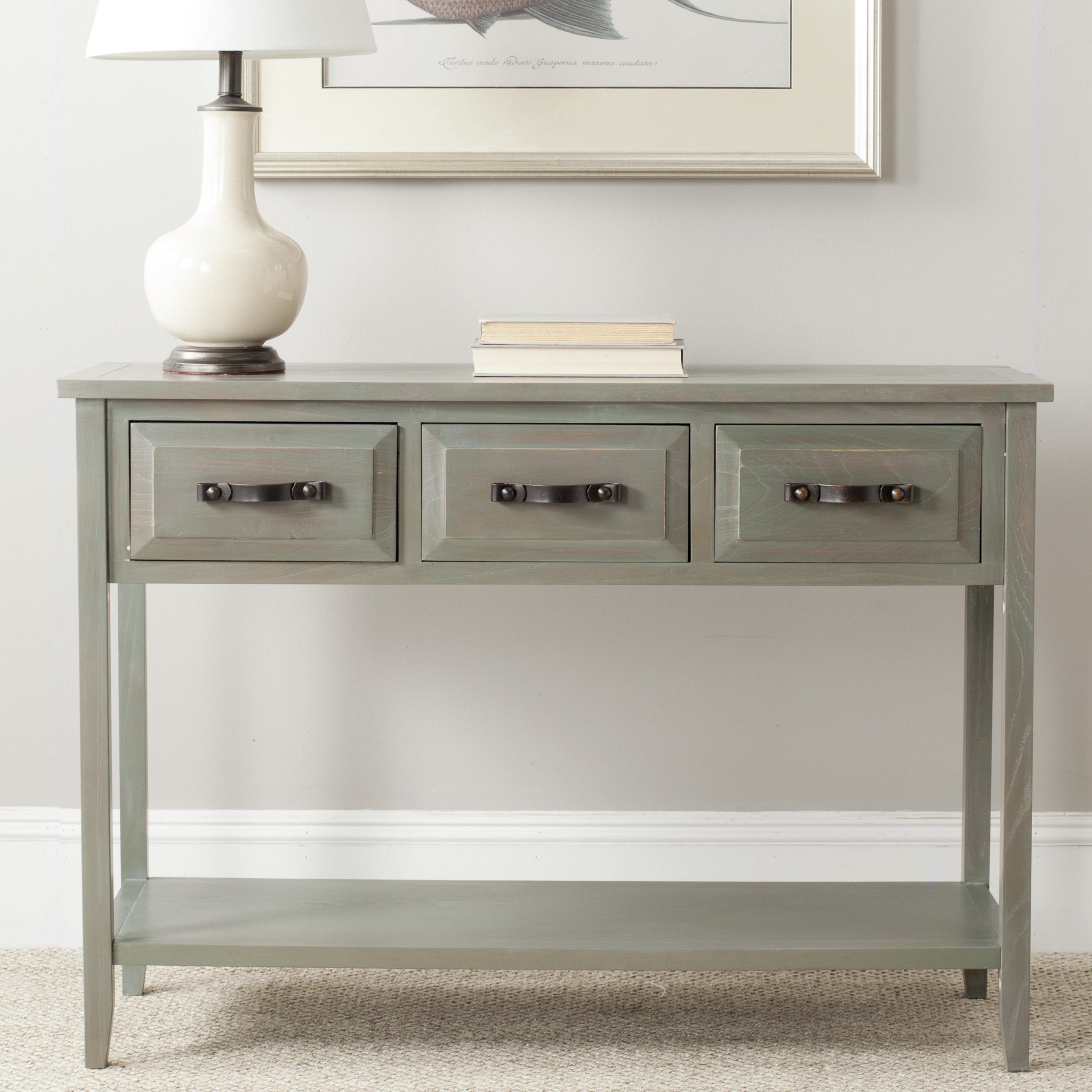 Safavieh Aiden Contemporary Rustic Console Table W/ 3 Drawers, French ... intended for Design Elements That Define the Safavieh Liana Console Table in French Gray