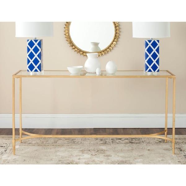 Safavieh Antwan 63 In. Gold/Glass Console Table Fox2546A - The Home Depot within Choosing the Right Chrysalis 3 Tier Glass Top Console for Your Home