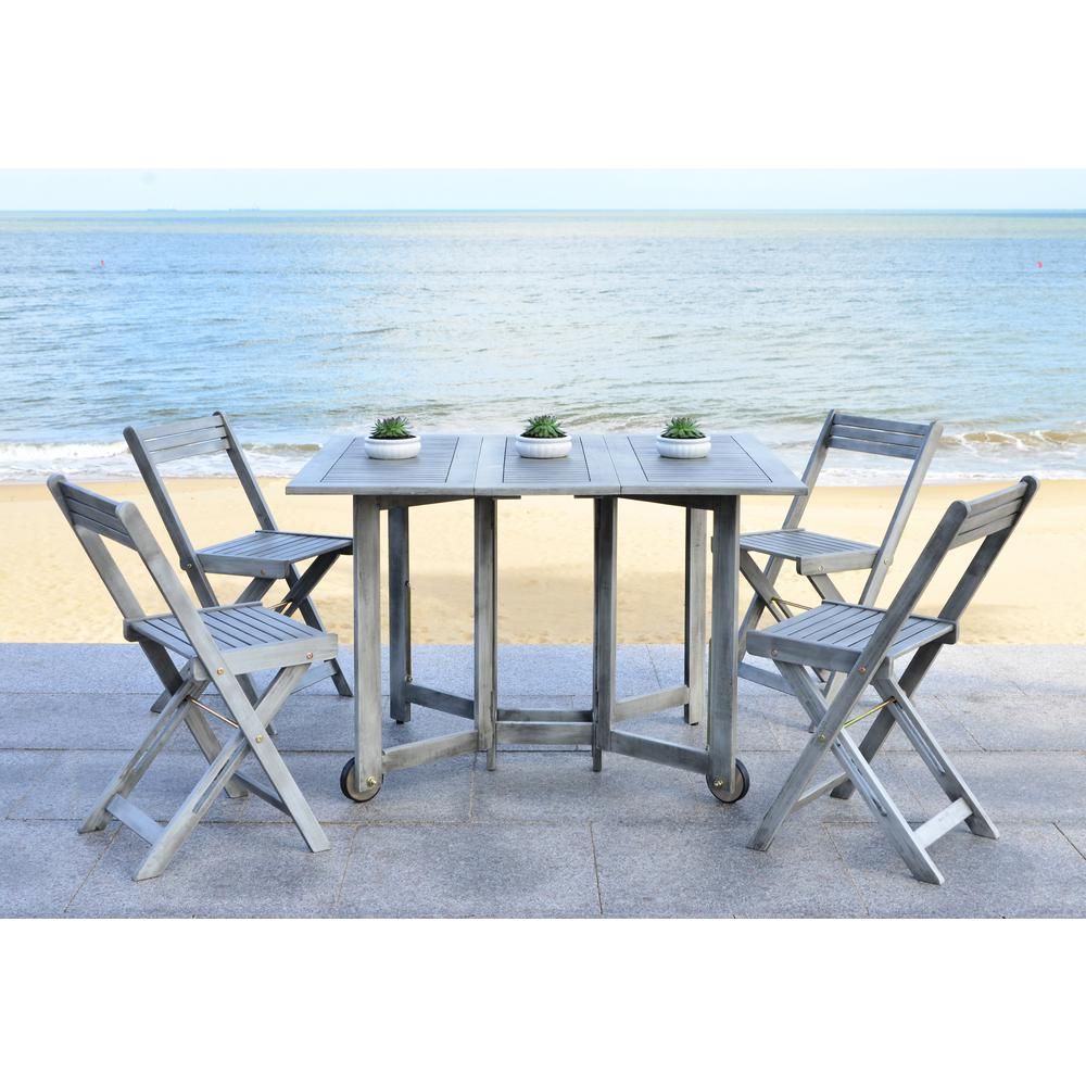 Safavieh Arvin Gray Wash 5-Piece Patio Dining Set-Pat7001B - The Home Depot regarding Safavieh Arvin Indoor-Outdoor 5-Piece Dining Set