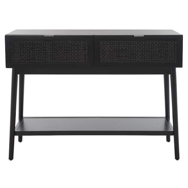 Safavieh Baisley 13.98 In. Black Rectangle Wood Console Table With ... intended for Exploring the Craftsmanship of the Safavieh Penelope Console Table
