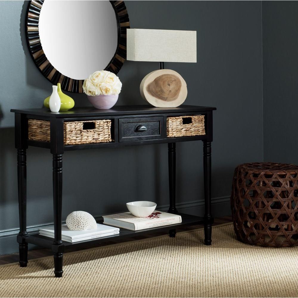 Safavieh Christa Distressed Black Storage Console Table-Amh5737A - The ... with regard to How Distressing Techniques Define Modern Black Console Table Design