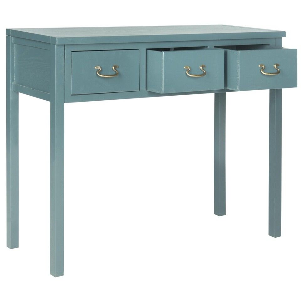 Safavieh Cindy Console Table With Storage Drawers | Teal | | Ebay within Cindy Console With Storage Drawers, Amh6568F
