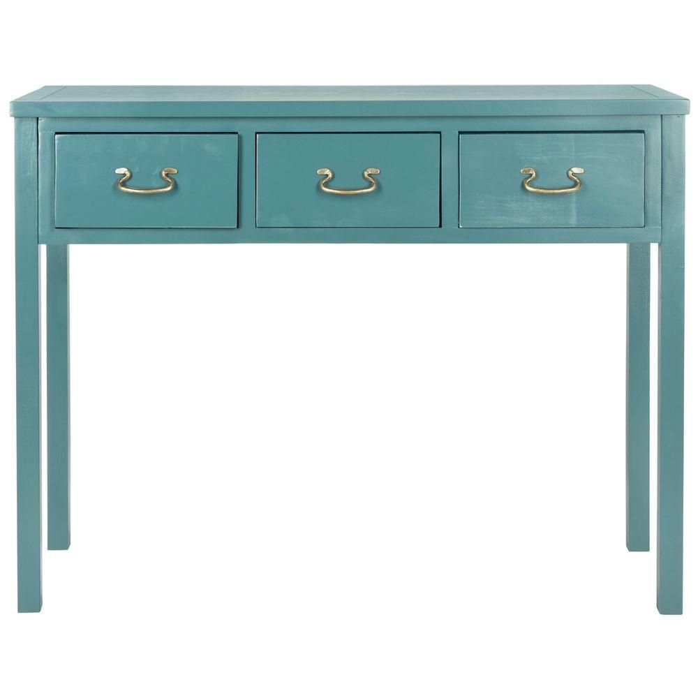 Safavieh Cindy Slate Teal Storage Console Table-Amh6568H - The Home Depot intended for Styling Secrets for Your Safavieh Chandra Console Table in Slate Green White Smoke
