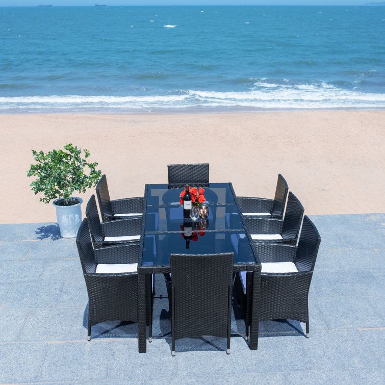 Safavieh Hailee Rectangular 8 - Person Outdoor Dining Set & Reviews ... with regard to Creating Warmth in Your Home with Safavieh Hailee Grey Brown White Dining Set