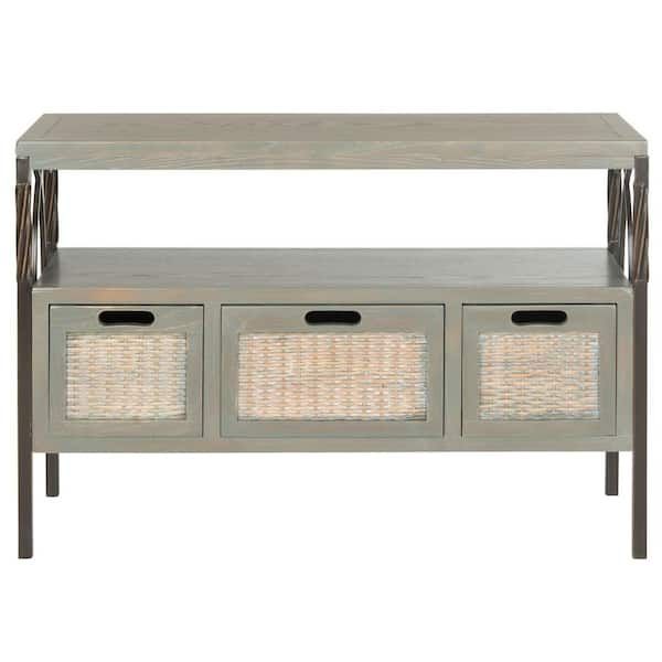 Safavieh Joshua 36 In. 3-Drawer Gray Wood Console Table Amh6532B - The ... with regard to Safavieh Albus 3-Drawer Console Table, Slate Gray