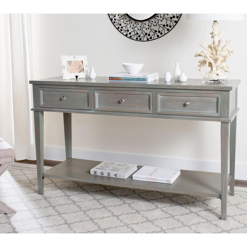 Safavieh Manelin Ash Gray Storage Console Table-Amh6641C - The Home Depot for Safavieh Liana Console Table, French Gray