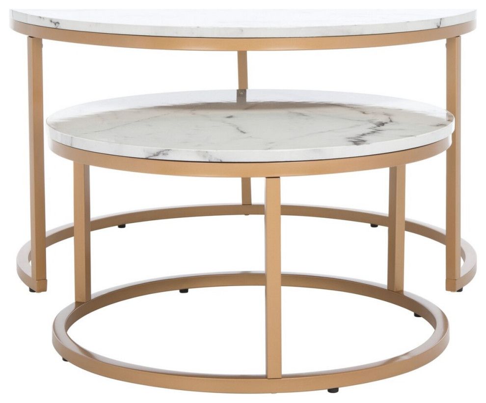 Safavieh Peppino 2 Round Nest Coffee Table, #N/A - Contemporary ... throughout Safavieh Peppino 2 Round Nest Coffee Table, White/Black