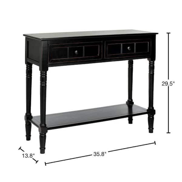 Safavieh Samantha 36 In. 2-Drawer Black Wood Console Table Amh5710B ... pertaining to Safavieh Ajana 2 Drawer Console Table, Black/Greige