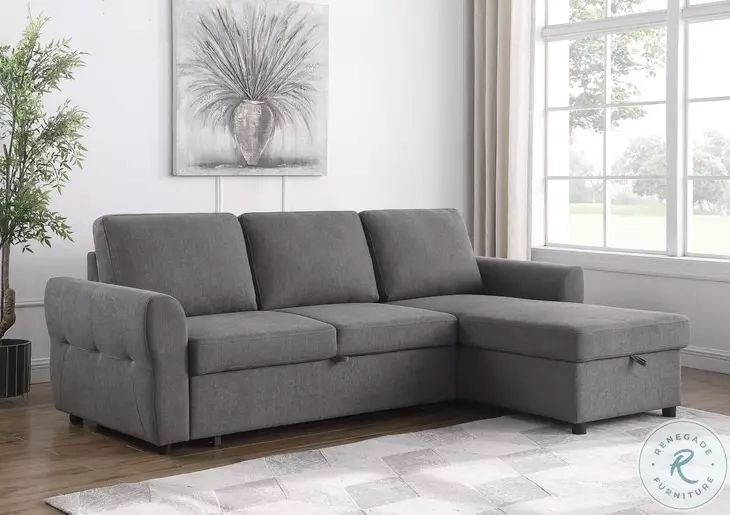 Samantha Gray Sleeper Sectional With Storage Chaise From Coaster ... with Contemporary Gray Sleeper Sectional With Storage Chaise And Track Arms