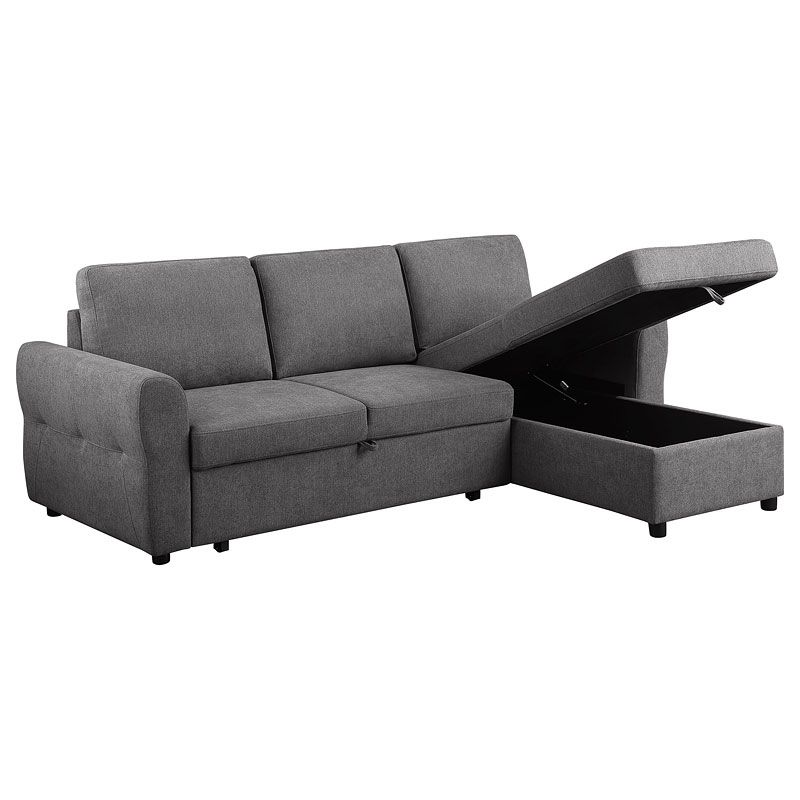 Samantha Sleeper Sectional (Grey) By Coaster Furniture | Furniturepick inside Coaster Upholstered Contemporary Fabric Sleeper Sectional In Gray