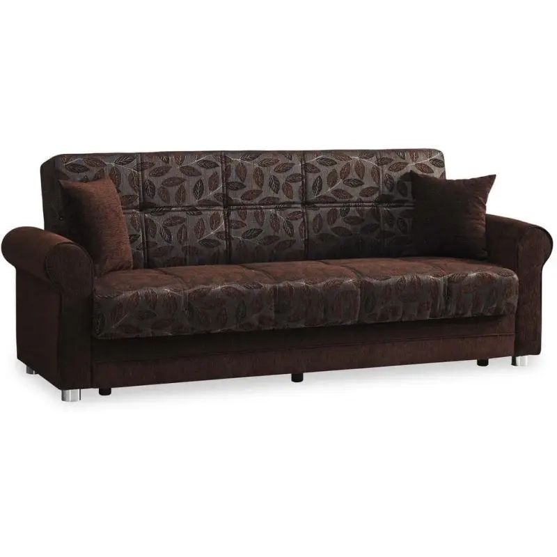 Santiago Collection Convertible 89 In. Dark Brown Chenille 3-Seater ... for Beyan Signature Sunrise 91" Chenille Convertible Sleeper Sofa In Dark Brown