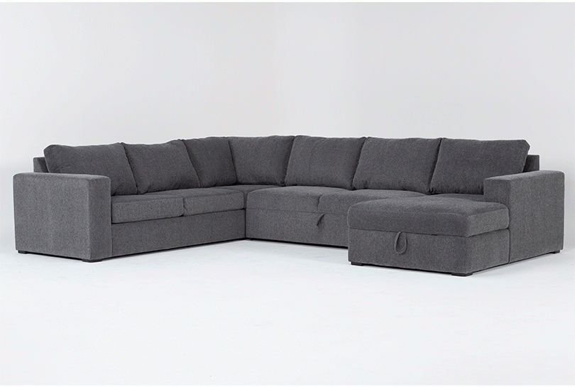Sebastian Slate Grey Fabric 111" 2 Piece Convertible Futon Sleeper ... within Choosing the Right Gray Sleeper Sectional for Modern Living