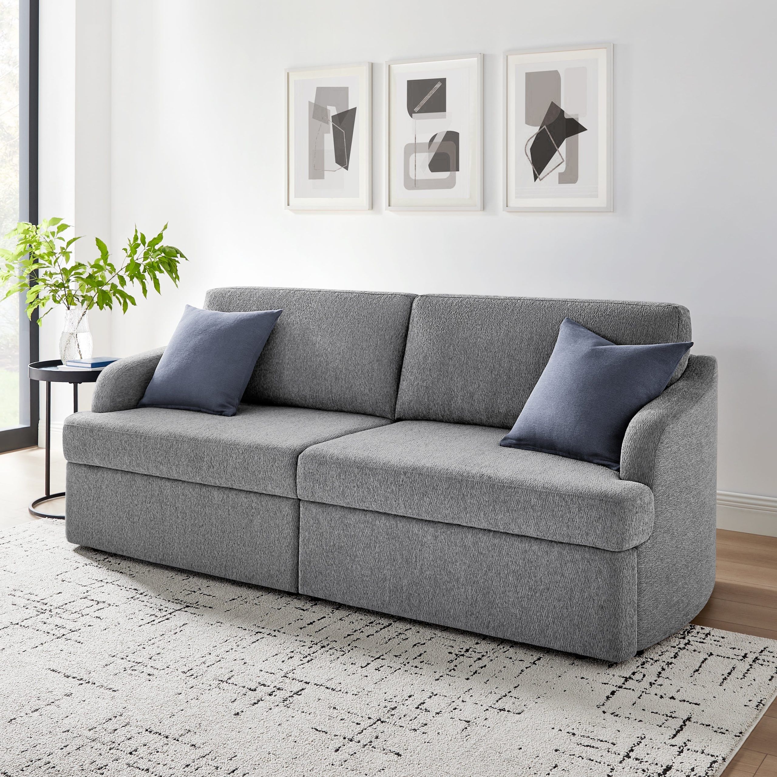 Serta Moreland Convertible Sofa In Gray Fabric Upholstery - Walmart.com for Jide Sleeper Sofa Gray