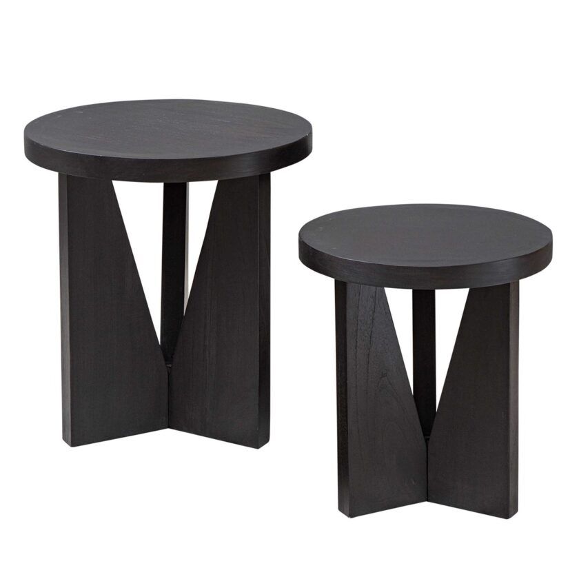 Set Of 2 Black Wood Nesting Tables | Nest Home & Co. for Modern Oblong Wood Nesting Tables, Black, Set Of 2 Sizes