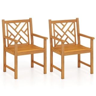 Set Of 2 Natural Acacia Wood Patio Dining Chair With Slatted Seats ... within Maximizing outdoor entertaining with versatile 5-piece dining sets