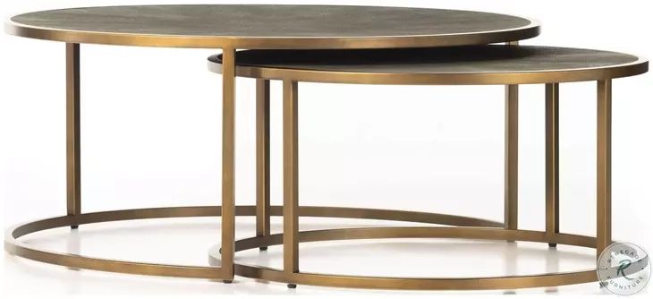 Shagreen Antique Brass Nesting Coffee Table From Four Hands | Coleman ... intended for Shagreen Nesting Coffee Table, Antique Brass