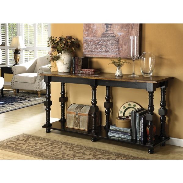 Shop Somette Black Distressed Console Table - Free Shipping Today ... throughout How Distressing Techniques Define Modern Black Console Table Design