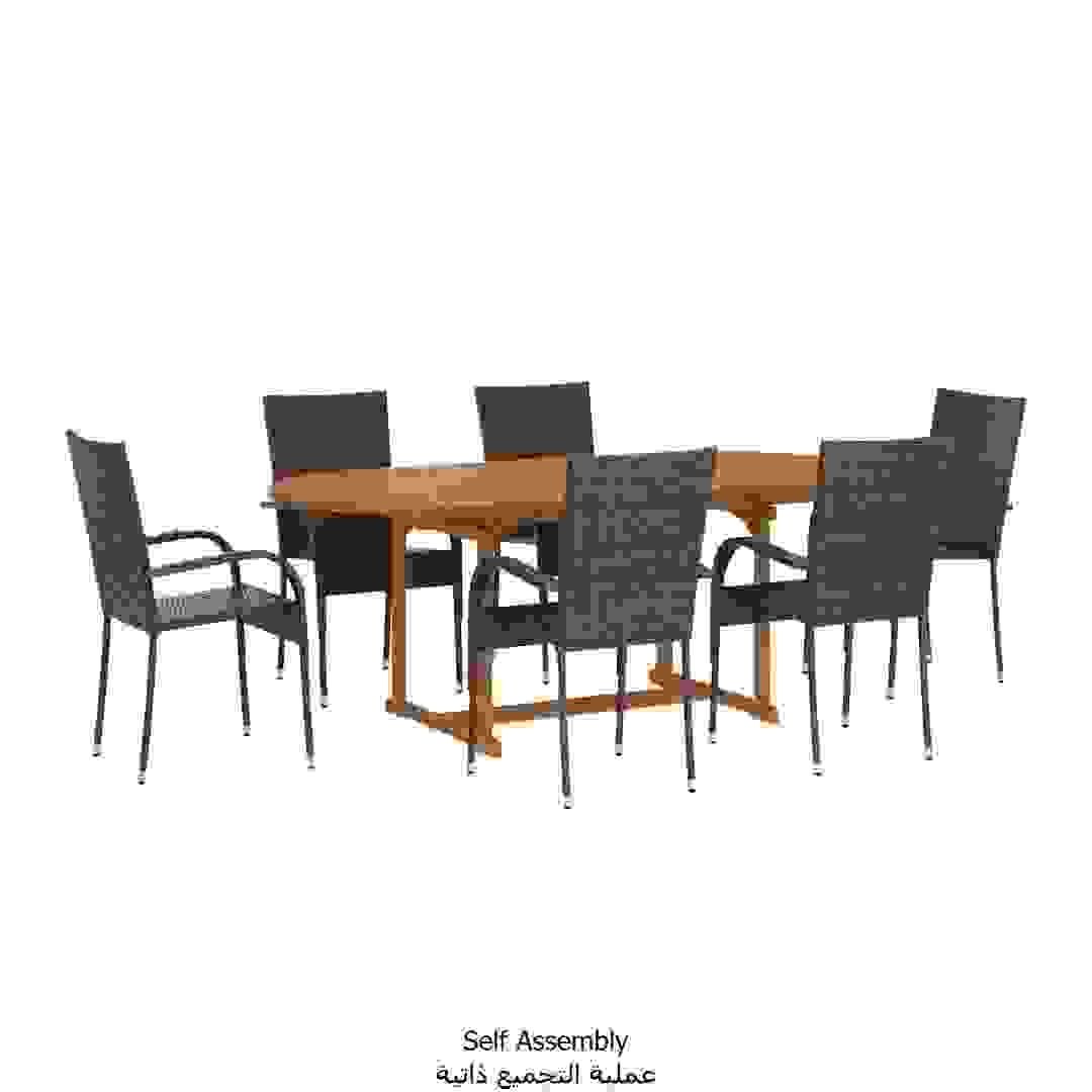 Shop Vidaxl 7 Piece Garden Dining Set Poly Rattan Brown Online - Ace Uae throughout Vidaxl Dining Set Black And Brown Pe Rattan, Acacia Wood, Steel Medium