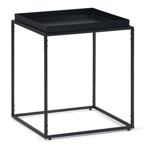 Simpli Home Garner 17 In. Wide Square Modern Industrial Tray Top End ... regarding Simpli Home Garner Industrial 47 &amp;quot; Metal Tray Top Console Table In Black