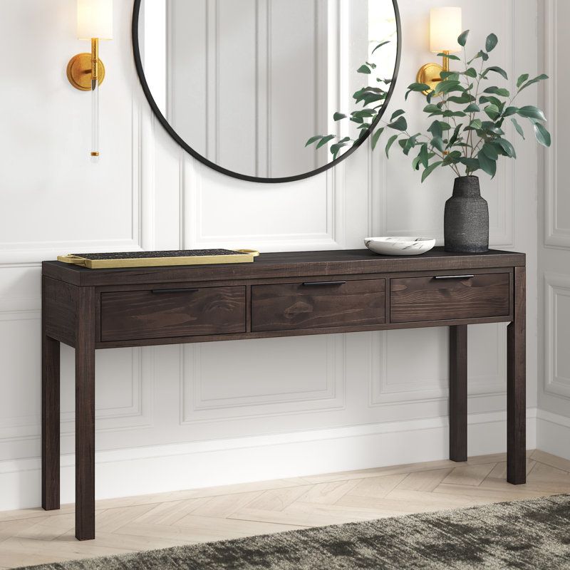 Simpli Home Hollander 60&amp;quot; Solid Wood Console Table &amp;amp; Reviews | Wayfair with The Enduring Elegance of Charcoal Solid Wood Console Tables in Home Decor