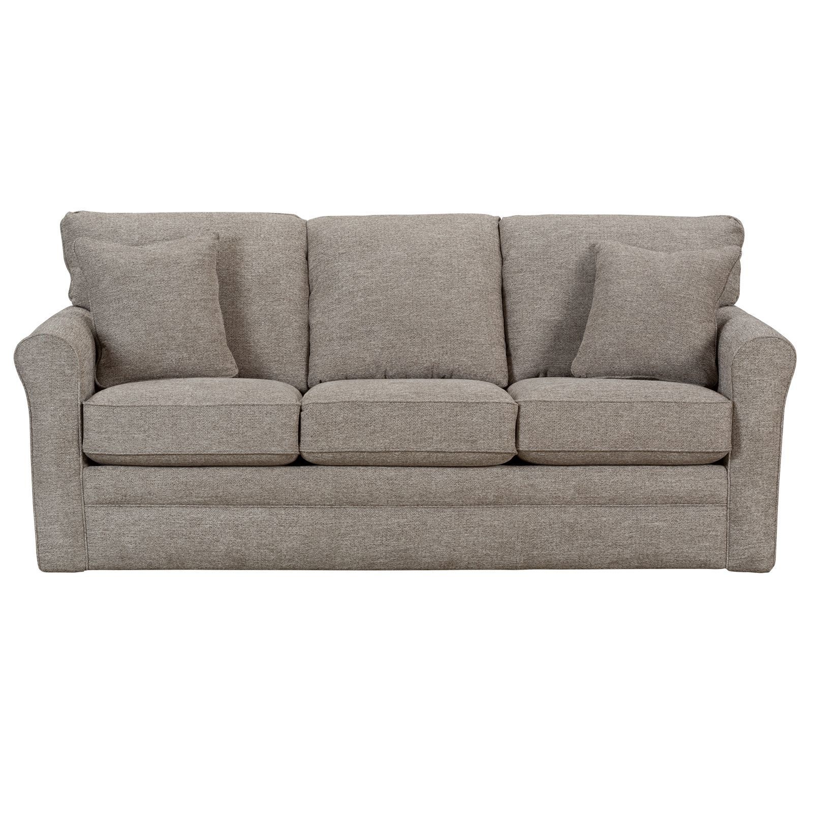 Sleeper Sofa Mattress in Grey Sleeper Sofa With Linen Upholstery, Scrolled Arms, And Memory Foam Mattress