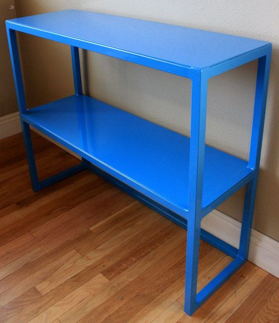 Soft Blue Console Table With Shelf - Handmade Home Decor pertaining to Tre Console Table Blue