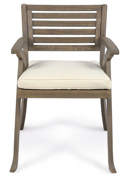 Stephanie Outdoor 6 Seater Acacia Wood Oval Dining Set With Cushions ... regarding Stephanie Outdoor 6 Seater Acacia Wood Oval Dining Set With Cushions, Gray/Cream